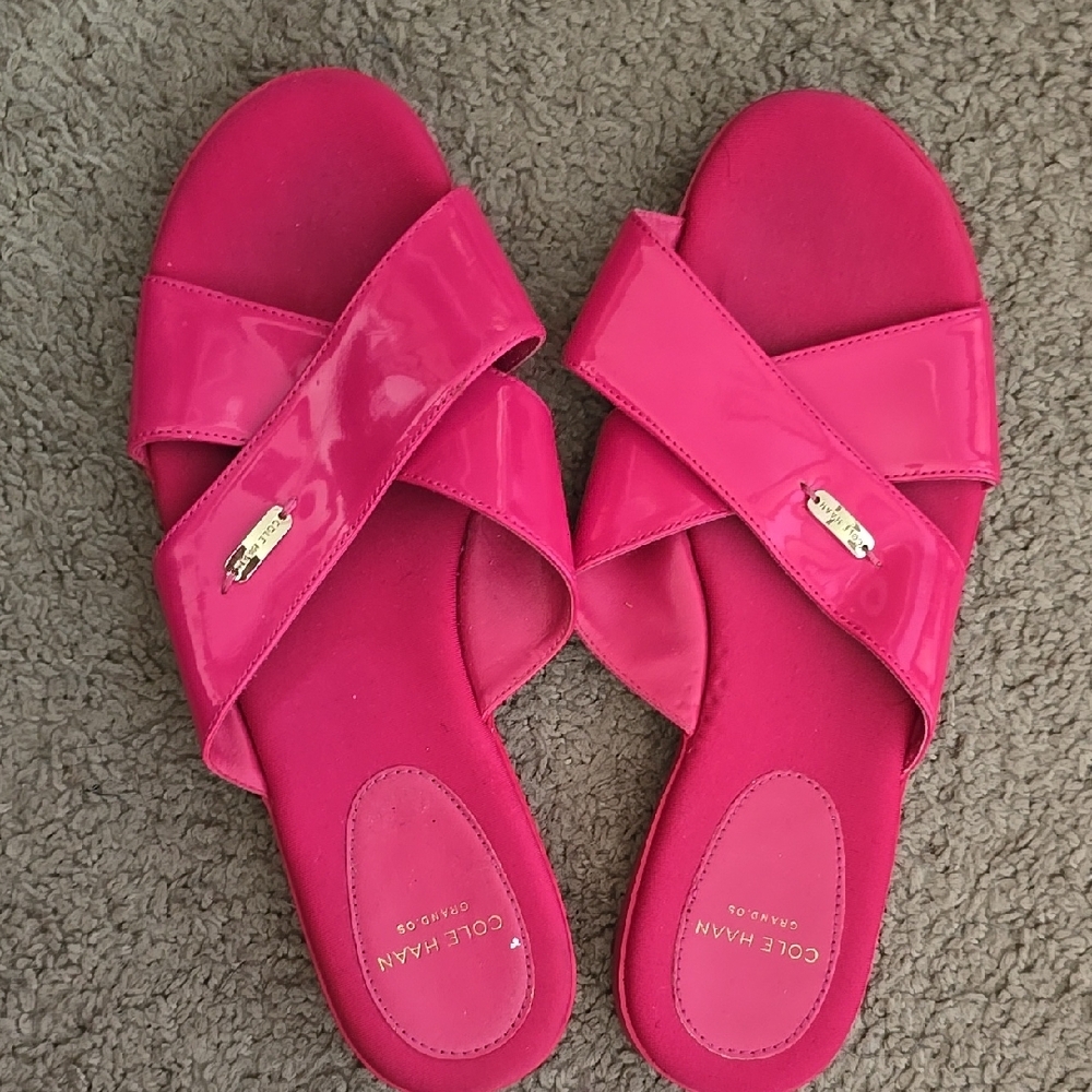 Cole Haan Pink Slide Sandals with Crisscross Straps